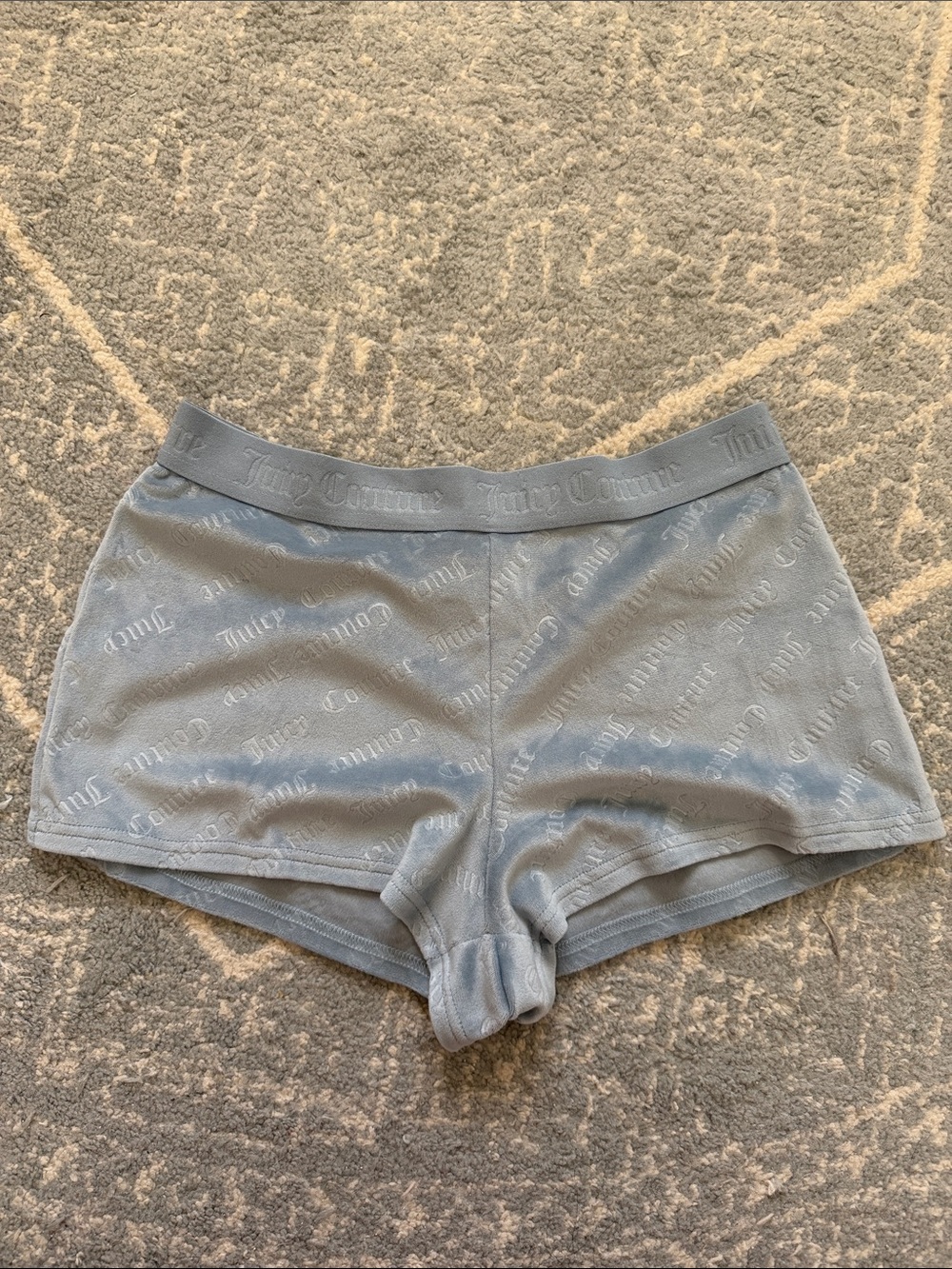 Juicy Couture Light Blue Logo Velvet like Shorts size M